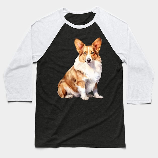 Cardigan Welsh Corg Baseball T-Shirt by DavidBriotArt